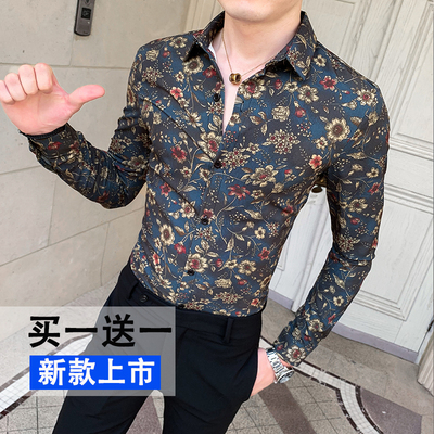 高级感长袖衬衫潮牌修身韩版衬衣