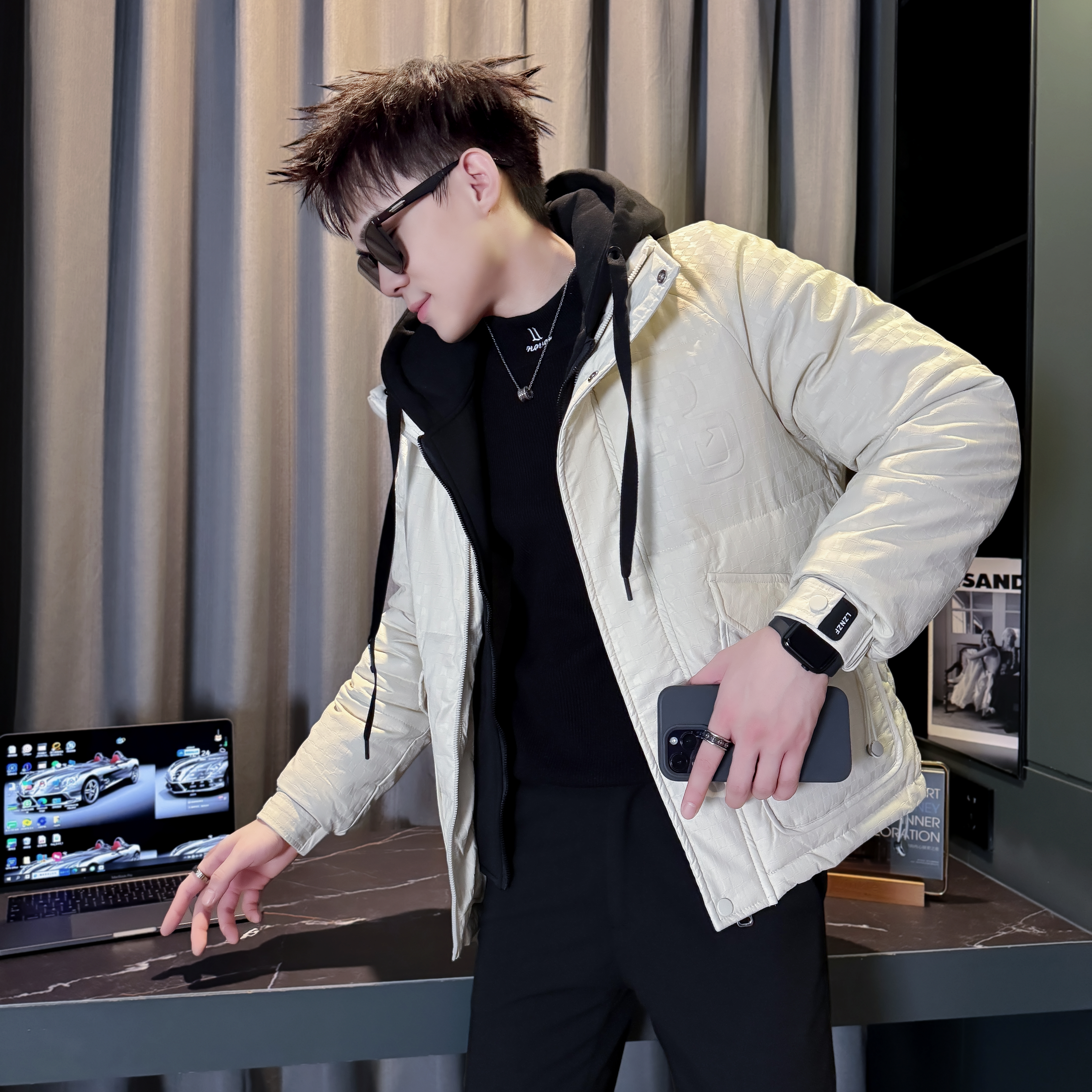 冬季连帽棉衣男款高级感羽绒服