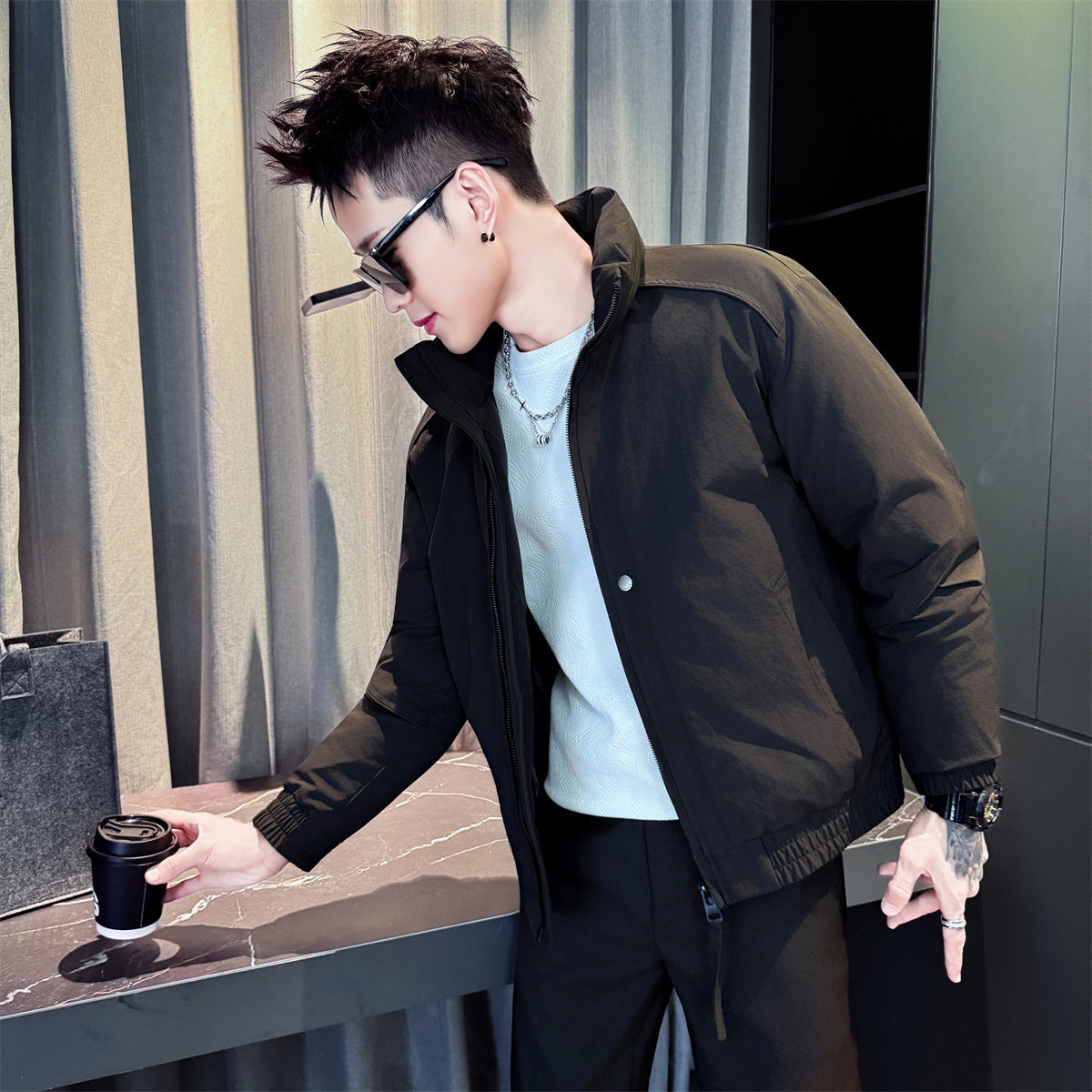 冬装修身棉衣男士痞帅羽绒服