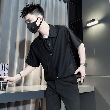 设计感短袖衬衫男士超好看半袖2025新款爆款痞帅炸街潮牌独特上衣