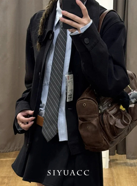 气质韩版灰色条纹领带时尚领巾女