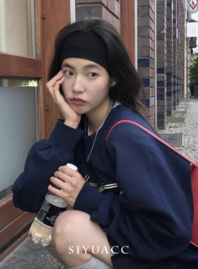 韩系百搭黑色无痕针织发带头带女