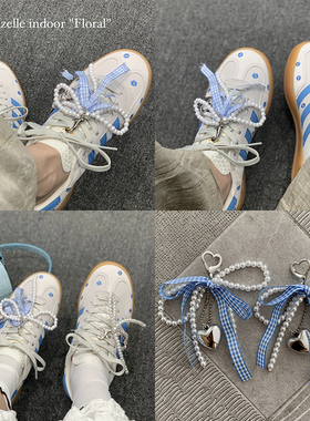 ins蓝色蝴蝶结珍珠爱心鞋扣时尚百搭鞋子挂件鞋花鞋带扣鞋饰配饰