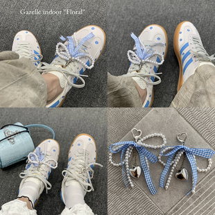 ins蓝色蝴蝶结珍珠爱心鞋扣时尚百搭鞋子挂件鞋花鞋带扣鞋饰配饰