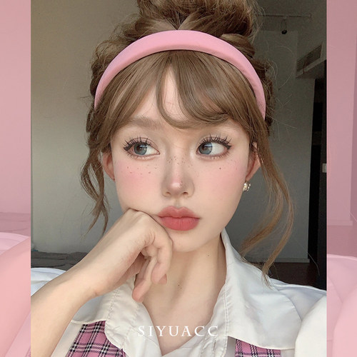 网红甜美粉色发箍头箍秋冬发饰女