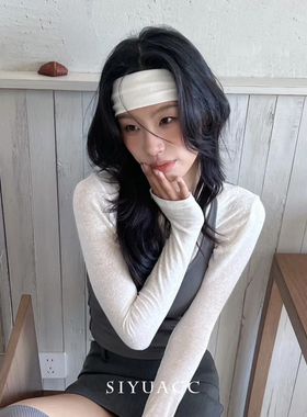 njz同款白色发带美式运动百搭针织健身束发带韩系简约宽边头带女