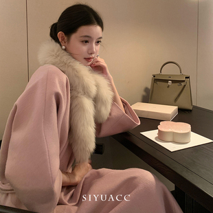 韩版杏色长条毛毛围巾女冬季保暖千金风高级感毛领围脖毛绒披肩