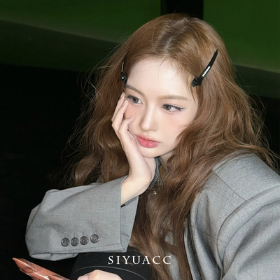 雪允同款黑色字母发夹碎发发卡女