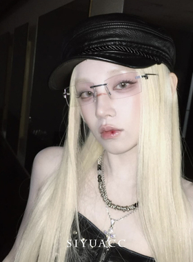 宋雨琦同款黑色PU皮鸭舌帽帽子女