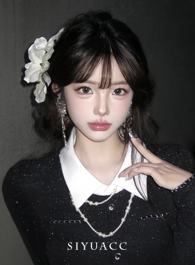 新中式白玉兰花朵发夹头花头饰女