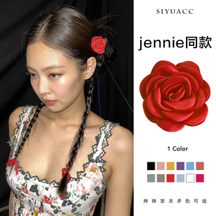 jennie金智妮同款 山茶花发夹多巴胺花朵鸭嘴夹侧边夹发绳发饰头饰