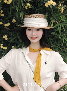 春夏黄色爱心长条丝巾时尚领巾女