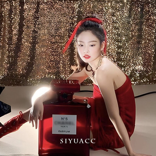 芭蕾风红色蝴蝶结飘带发夹新年丝带绑发发带发卡节日头饰发饰女