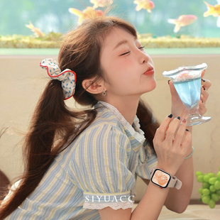 白昼小熊同款碎花大肠圈甜美少女双马尾扎发发圈皮筋发绳头饰发饰