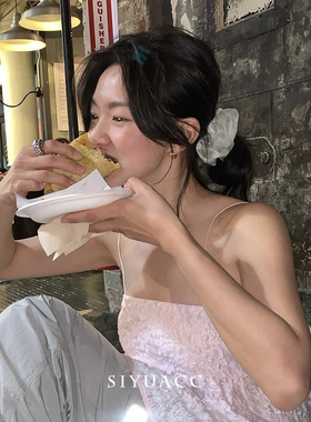 fever同款白色网纱大肠圈法式气质发圈春夏新款丸子头头饰发饰女