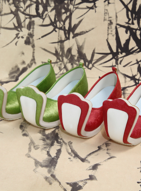 大集健美汉服鞋女翘头履民族风弓鞋绣花鞋古风演出鞋复原款登云履