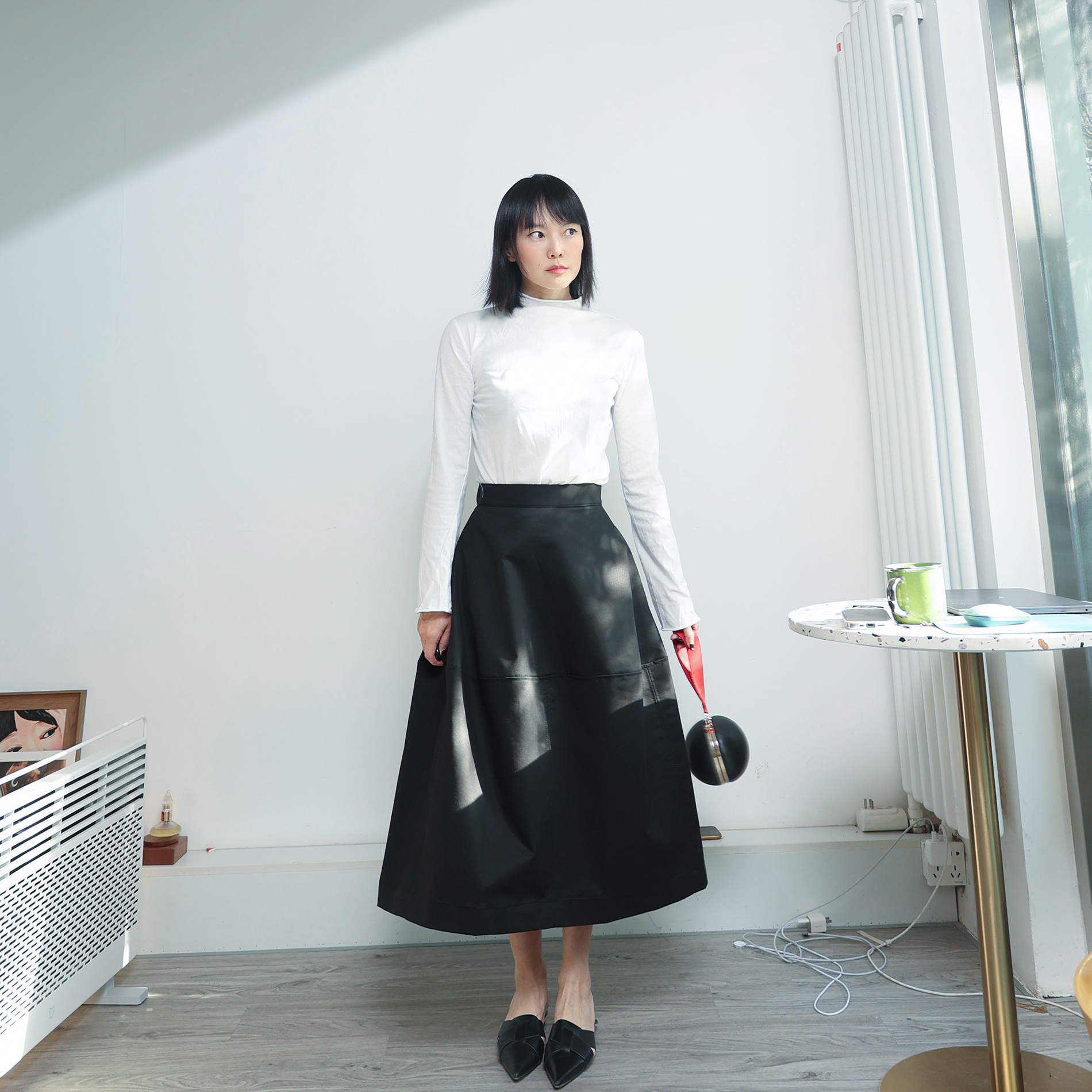 C0S风女装廓形花苞高腰大裙摆裙