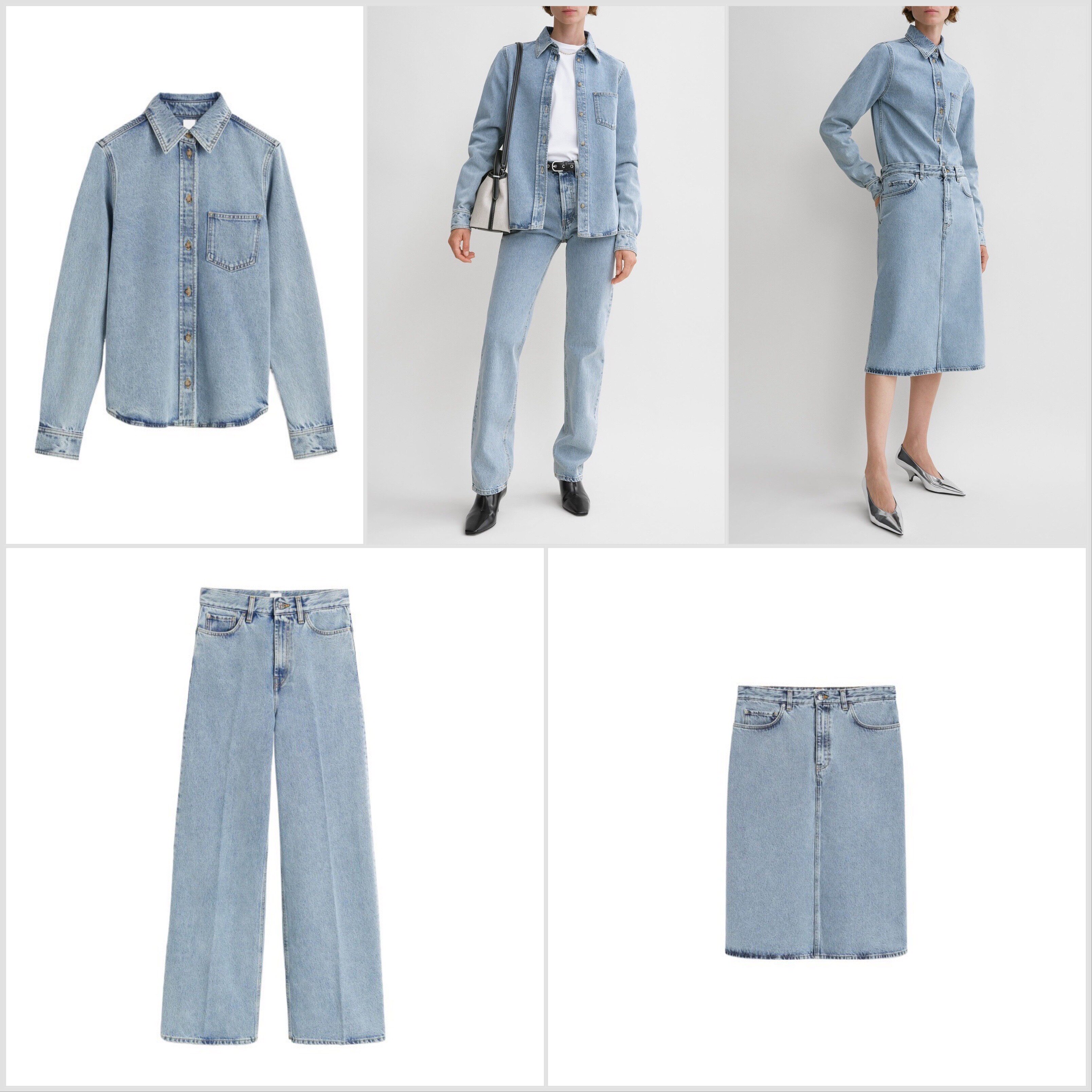 断码折扣瑞典T0T做旧水洗色牛仔直筒裤/牛仔衬衫/半裙套装/单卖