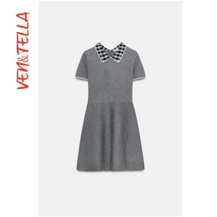 VEN&TELLA秋冬欧美风 5063847 时尚 简约领口拼接连衣裙