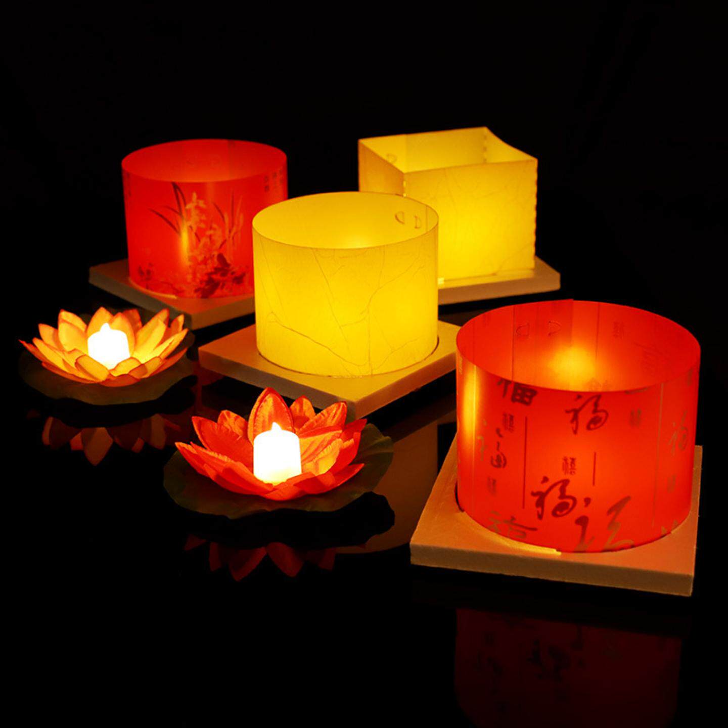 许愿灯2026马年河灯会庙求爱表白祈福跨年荷花蜡烛河灯莲花祝福漂