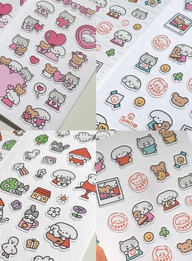 韩国OKIKI可爱卡通手帐素材贴纸咕卡日记本装饰狗狗猫猫标记贴纸
