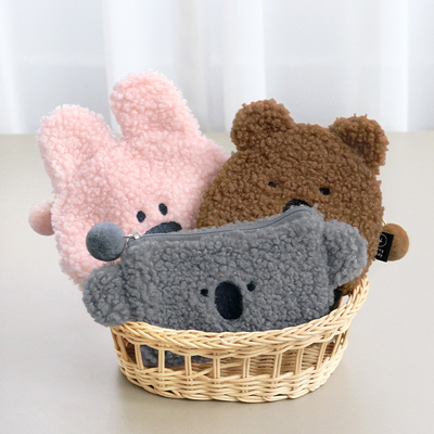 韩国可爱卷毛绒小收纳ICONIC拉链