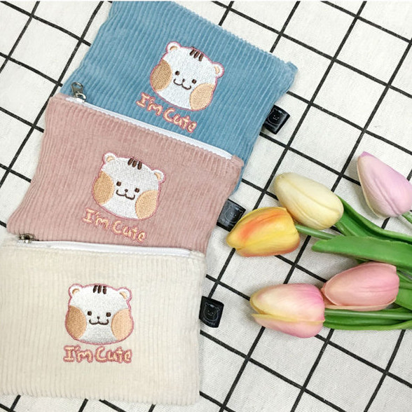 Ramzzine韩国设计师卡通灯芯绒化妆包迷你口红包便携随身收纳包包