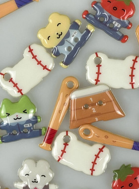 韩国hookka可爱棒球和球棒柔软软装饰钥匙扣钥匙链吊饰包包挂件