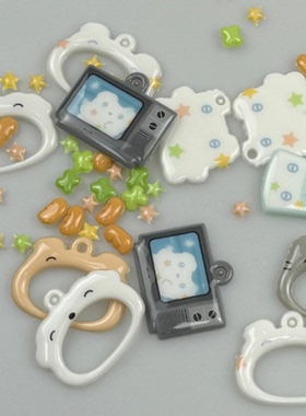 韩国hookka可爱小熊头迷你柔软装饰钥匙链狗狗猫猫吊饰包包挂件