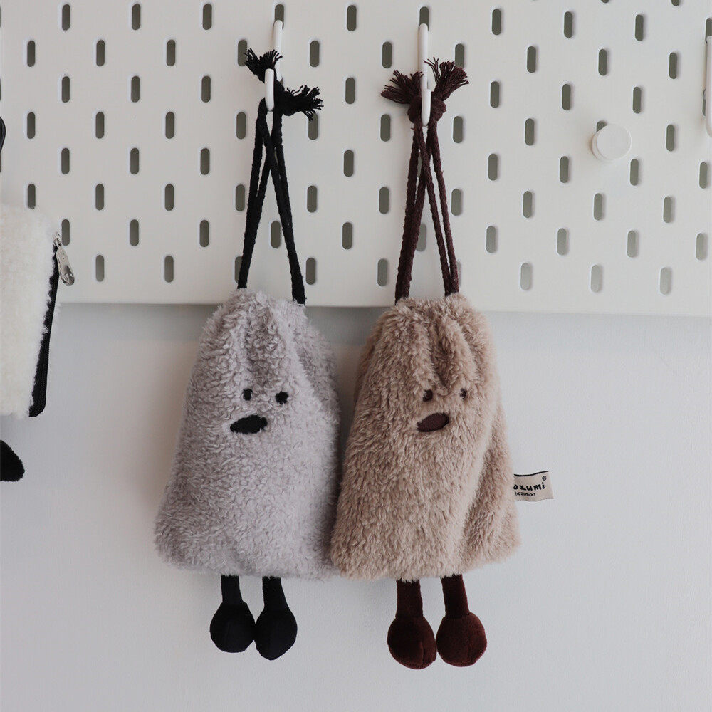 韩国hozumi可爱sayho毛绒绒抽绳收纳袋CCD相机化妆包细物收纳包包