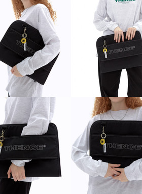 韩国thence手拿文件包笔记本电脑包ins风简约15寸黑色收纳内胆包