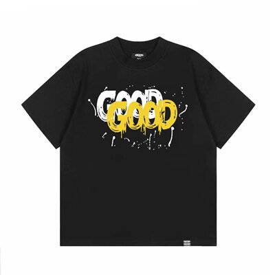GOODBRAND 新款植绒立体硅胶字母泼墨轻奢高级感短袖T恤 男女同款