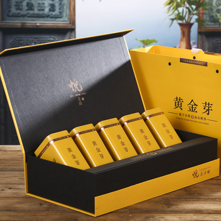 悦生活黄金芽礼盒新茶包装盒新款茶叶礼品盒通用黄茶包装盒250克