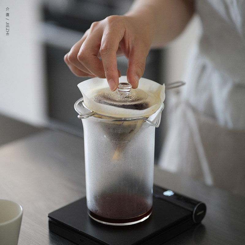 介直 咕哝壶直火玻璃煮壶耐热公道片口壶 木手柄咖啡壶煮冷泡茶壶
