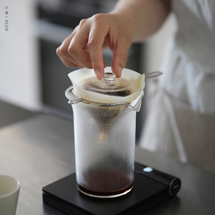 介直 咕哝壶直火玻璃煮壶耐热公道片口壶 木手柄咖啡壶煮冷泡茶壶