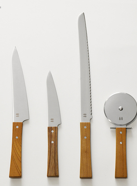 介直morinoki面包刀水果刀披萨刀不锈钢多用刀榉木日本志津匠芥埴