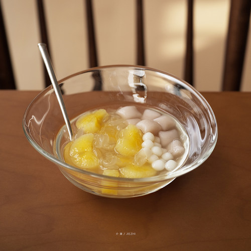 介直 掬月碗 椭圆形水晶玻璃碗 水果糖水酸奶碗 手工透明玻璃器皿