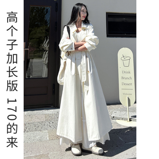 白色今年流行的版型风衣2026新款爆款高个子加长款女士洋气外套秋