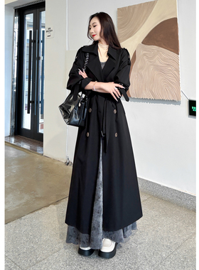 2025巨好看的风衣外套女黑色长款高个子加长版170高端大气上档次