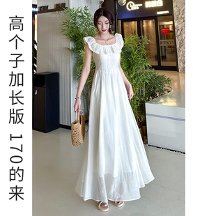 高个子170加长版无袖娃娃领连衣裙女轻奢高级感长款夏小众不撞款