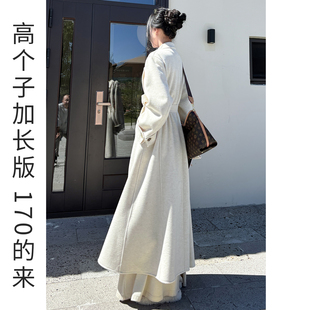 2026双面羊呢外套高个子加长女士毛呢大衣2026新款白色羊毛呢子冬