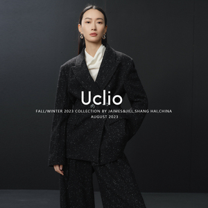 uclio【HUGS-适意丛生】雪墨黑 _高定粗纺羊毛凹造型时髦西装大衣