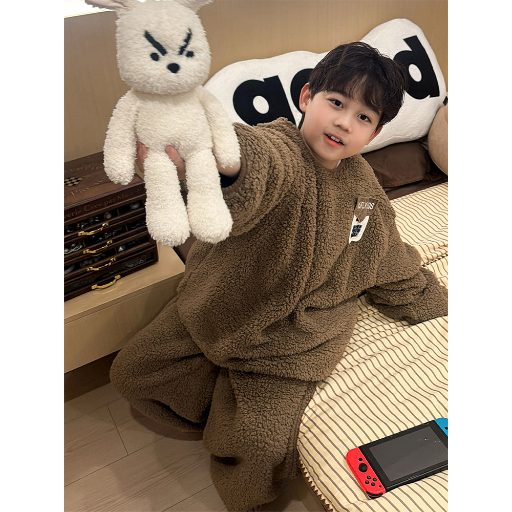 儿童睡衣套装秋冬休闲男童家居服