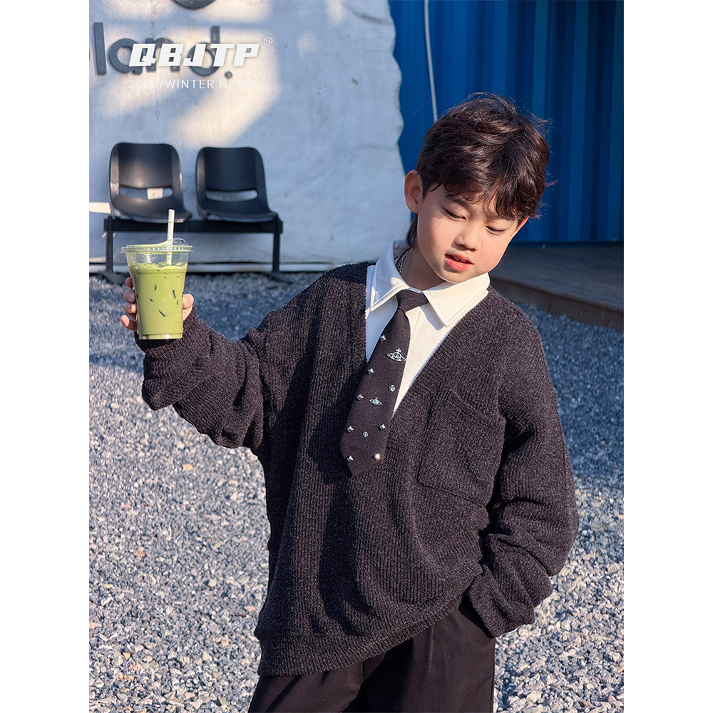 Q宝家童品1月新款 男童毛衣卫衣儿童春秋款针织衫假两件时尚衬衫,童装/婴儿装/亲子装,毛衣/针织衫,淘宝优惠券,粉丝福利购,淘宝优惠卷
