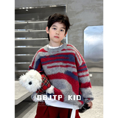 Q宝家童品新款 上衣潮 中大童时尚 男童毛衣儿童春秋冬季 内搭针织衫