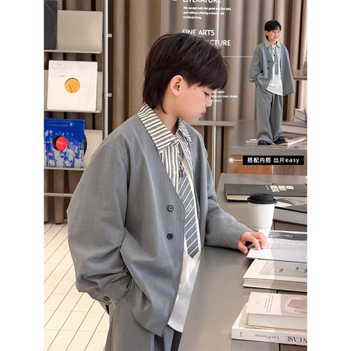 男童韩系西装西裤套装儿童两件套