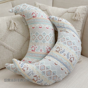 雅赞糖果颈枕月亮枕婴儿侧睡神器安抚靠枕纯棉抱枕防侧翻卡通长条