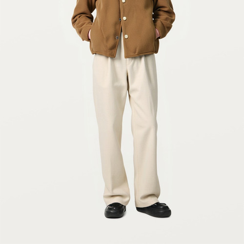 免烫超垂精纺羊毛男士老爹裤