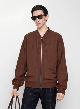 时着 果冻型超柔软双层秋冬重磅针织开衫绞花excella银拉免烫外套