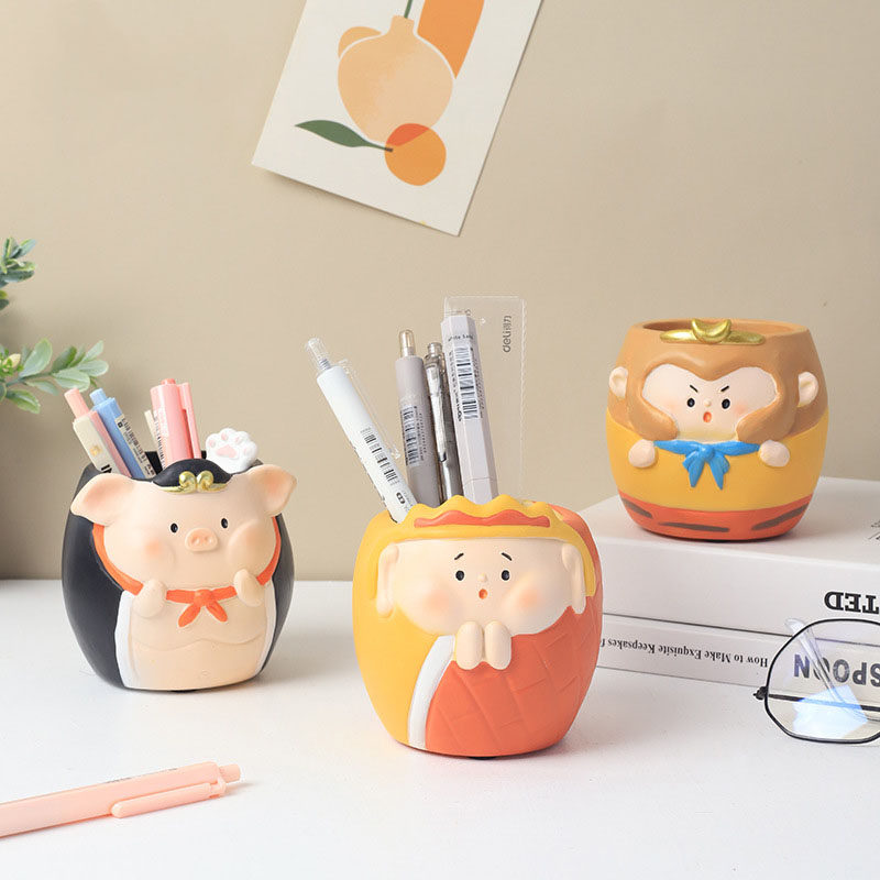 动画片西游记师徒笔筒摆件创意家居儿童桌面收纳置物盒摆件
